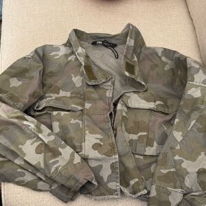 Zara Olive Camouflage Jacket
